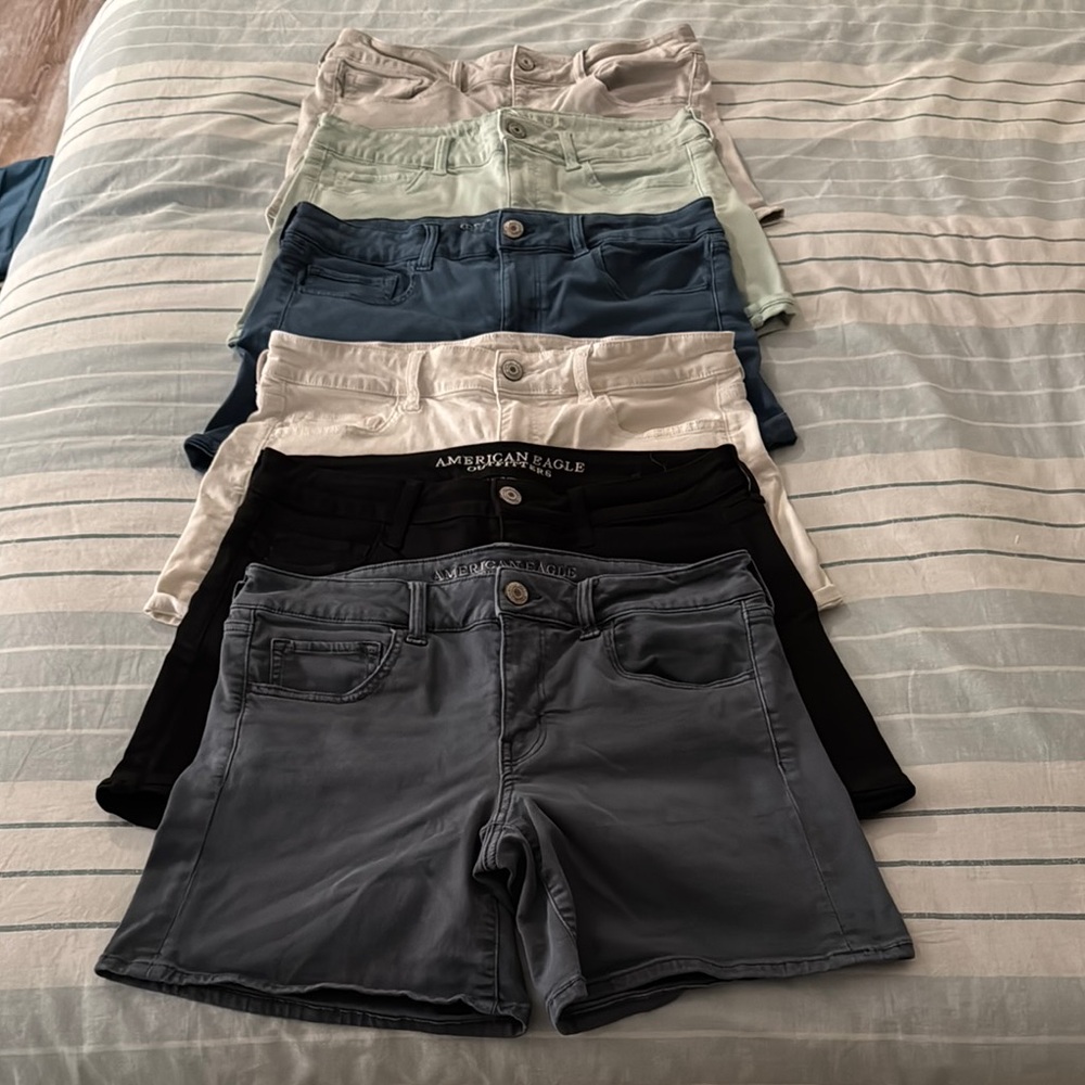Lot of 6 American Eagle Outfitters Super Stretch Cotton/Denim Shorts EUC size 12